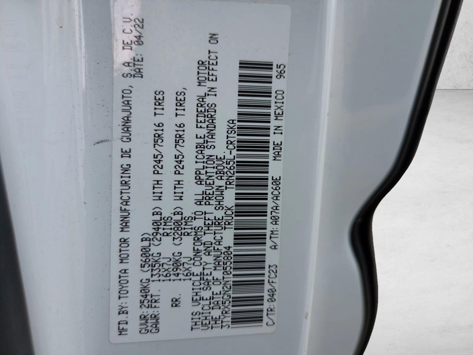 2022 Toyota Tacoma 2WD 2WD SR5 Access Cab 6' Bed I4 AT (Natl)