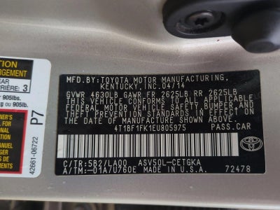 2014 Toyota Camry 4dr Sdn I4 Auto XLE (Natl) *Ltd Avail*
