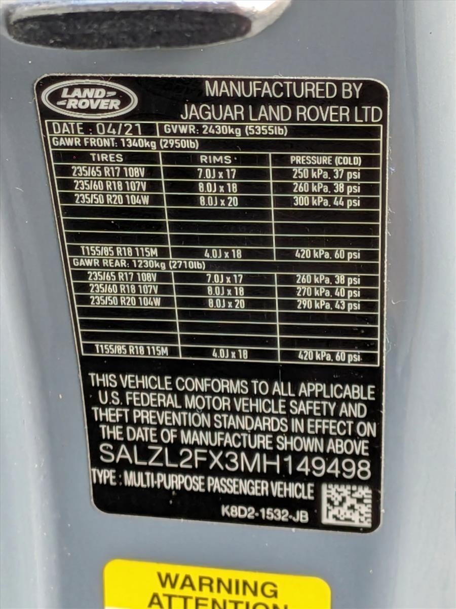 2021 Land Rover Range Rover Evoque R-Dynamic SE AWD