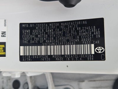 2023 Toyota Corolla SE CVT (Natl)