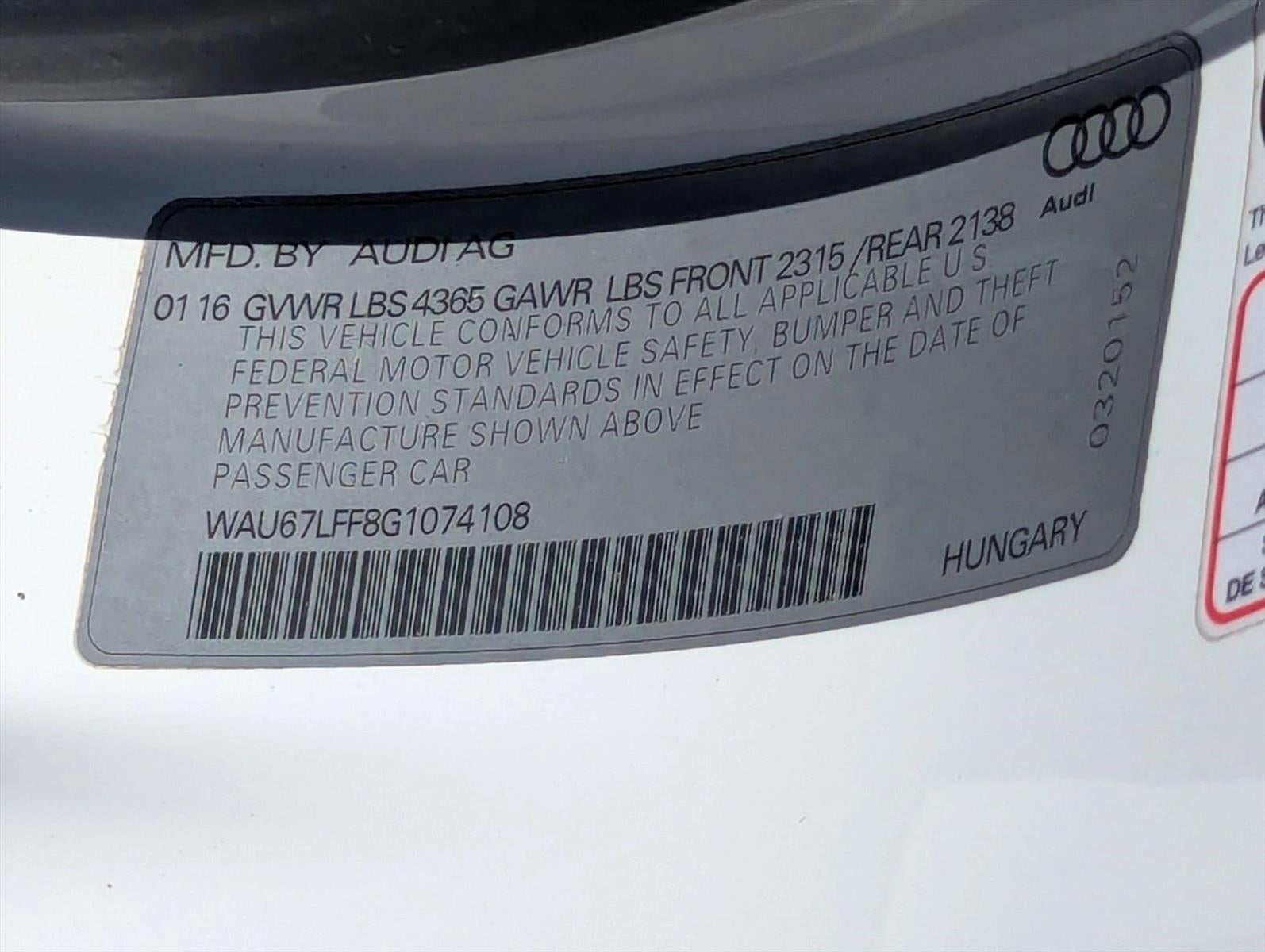 2016 Audi A3 FWD 1.8T Premium