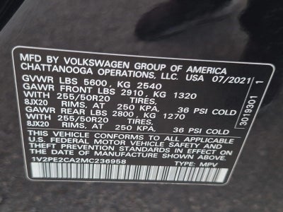 2021 Volkswagen Atlas Cross Sport 3.6L V6 SE w/Technology R-Line FWD