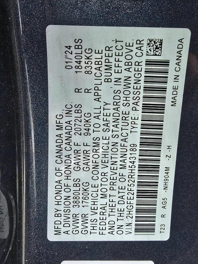 2024 Honda Civic Sedan Sport CVT