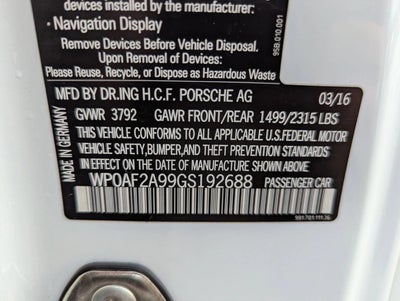 2016 Porsche 911 2dr Cpe GT3 RS