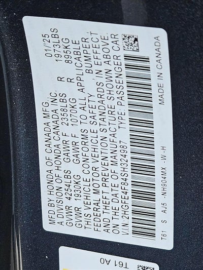 2025 Honda Civic Sedan Hybrid Sport CVT
