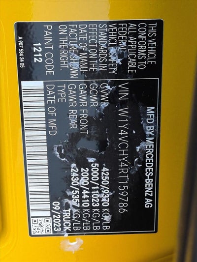 2024 Mercedes-Benz eSprinter Cargo Van 2500 High Roof HO 170" RWD