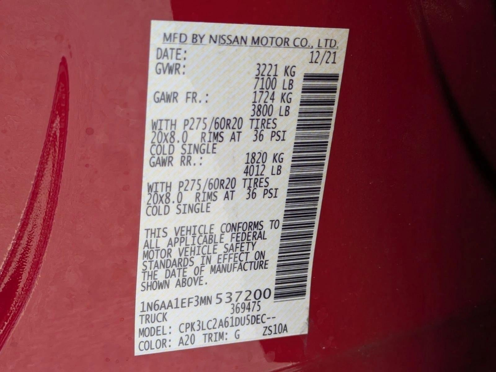 2021 Nissan Titan 4x2 Crew Cab SV