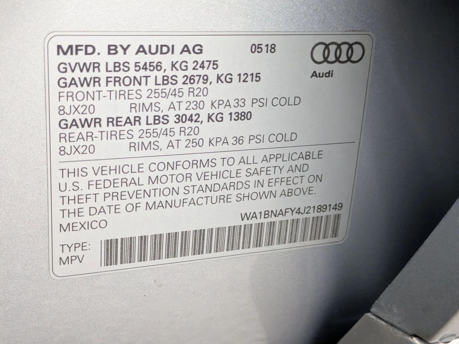 2018 Audi Q5 2.0 TFSI Premium Plus