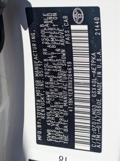 2017 Toyota Avalon Limited (Natl)